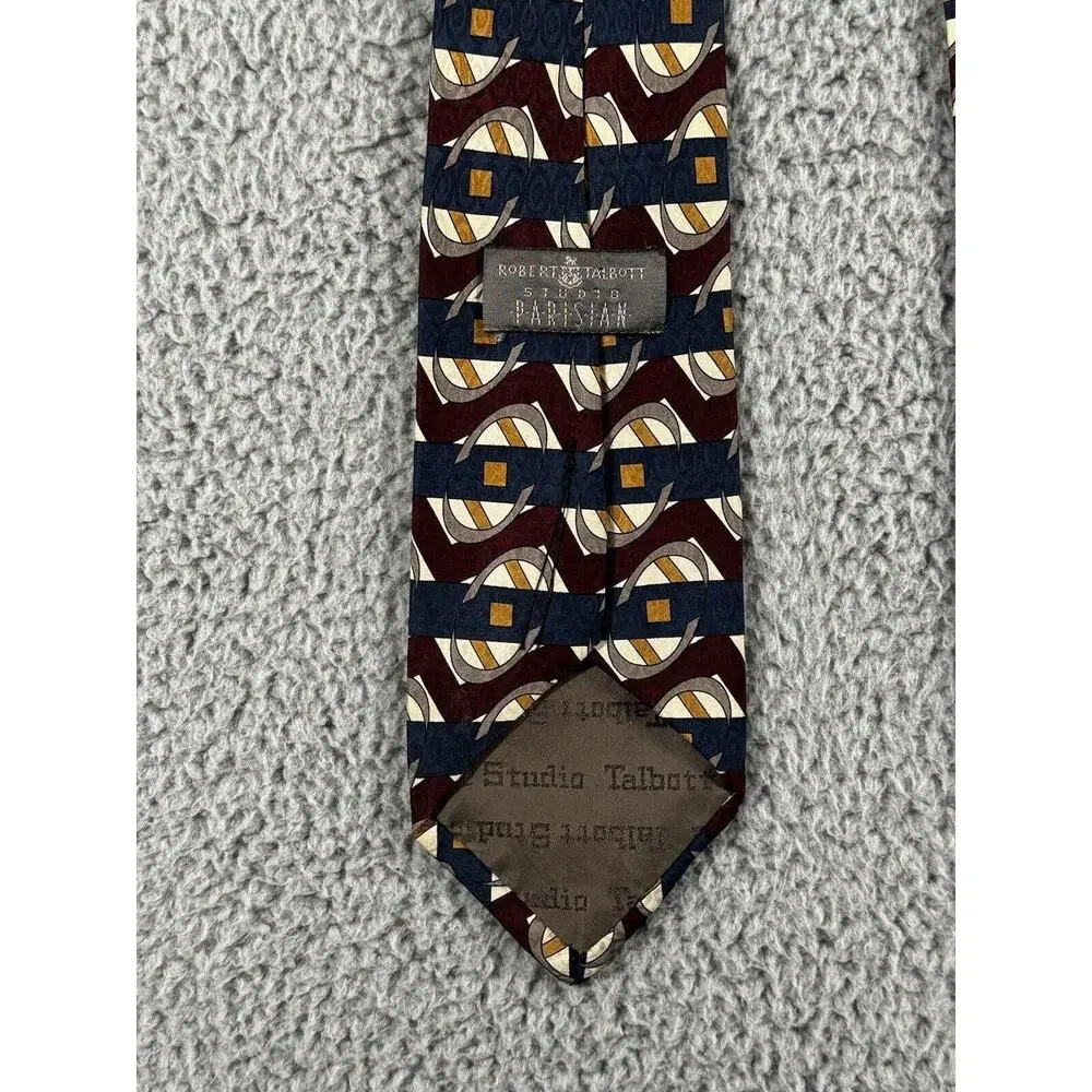 Robert‎ Talbott Neck Tie Geometric Hand Sewn Finest Silk Made In USA